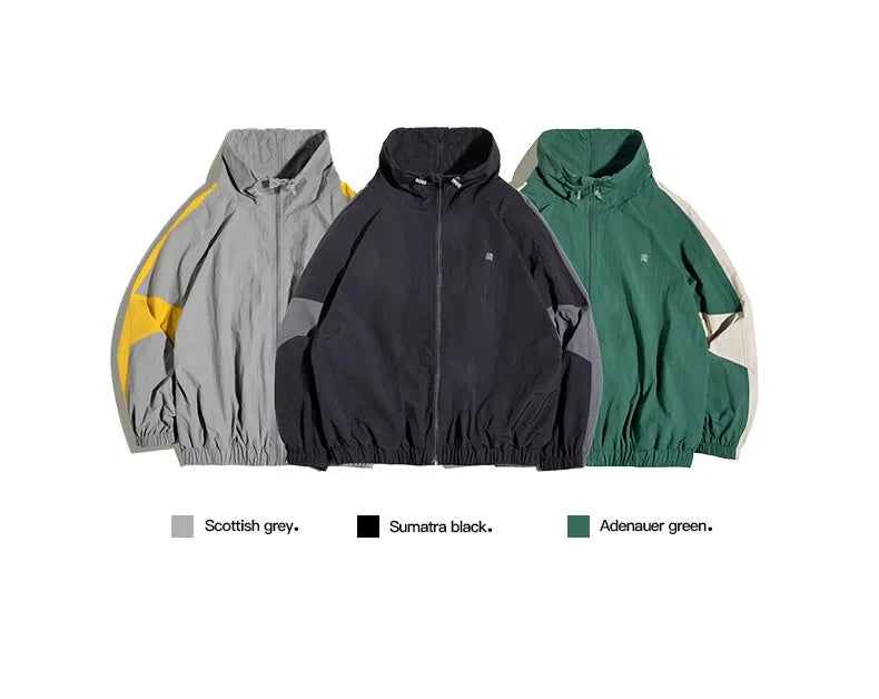 Maden Casual Detachable Double Zipper Patchwork Jackets Stand-up Collar Loose Fit Letter Jacket For Men's Spring and Fall Coat