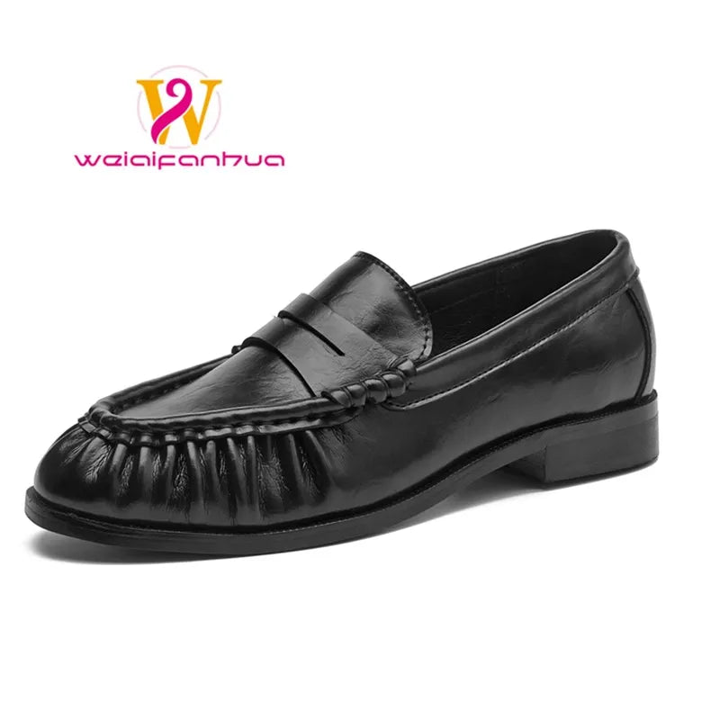 Women's Retro Pleated Suede Loafers