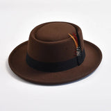 Men's Vintage Felt Fedora Hat with Feather Accent