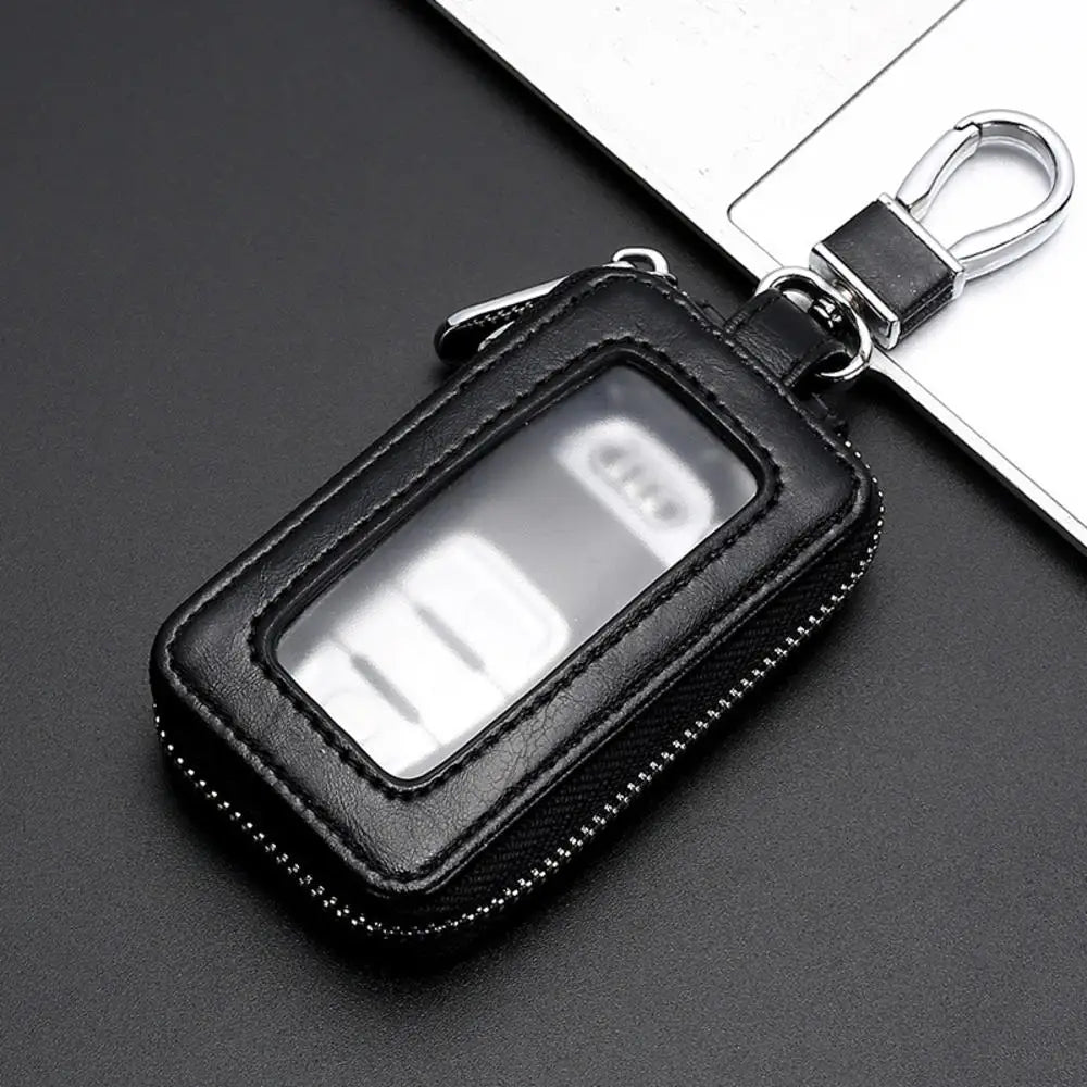 Portable Keychain Wallet for Men Women Large-Capacity Double Zipper Key Pouch Bag Suede Leather Key Case Unisex Coin Purse
