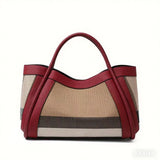 Aidrani  New retro checkered women's handbag, large capacity luxury bag, canvas genuine leather bag