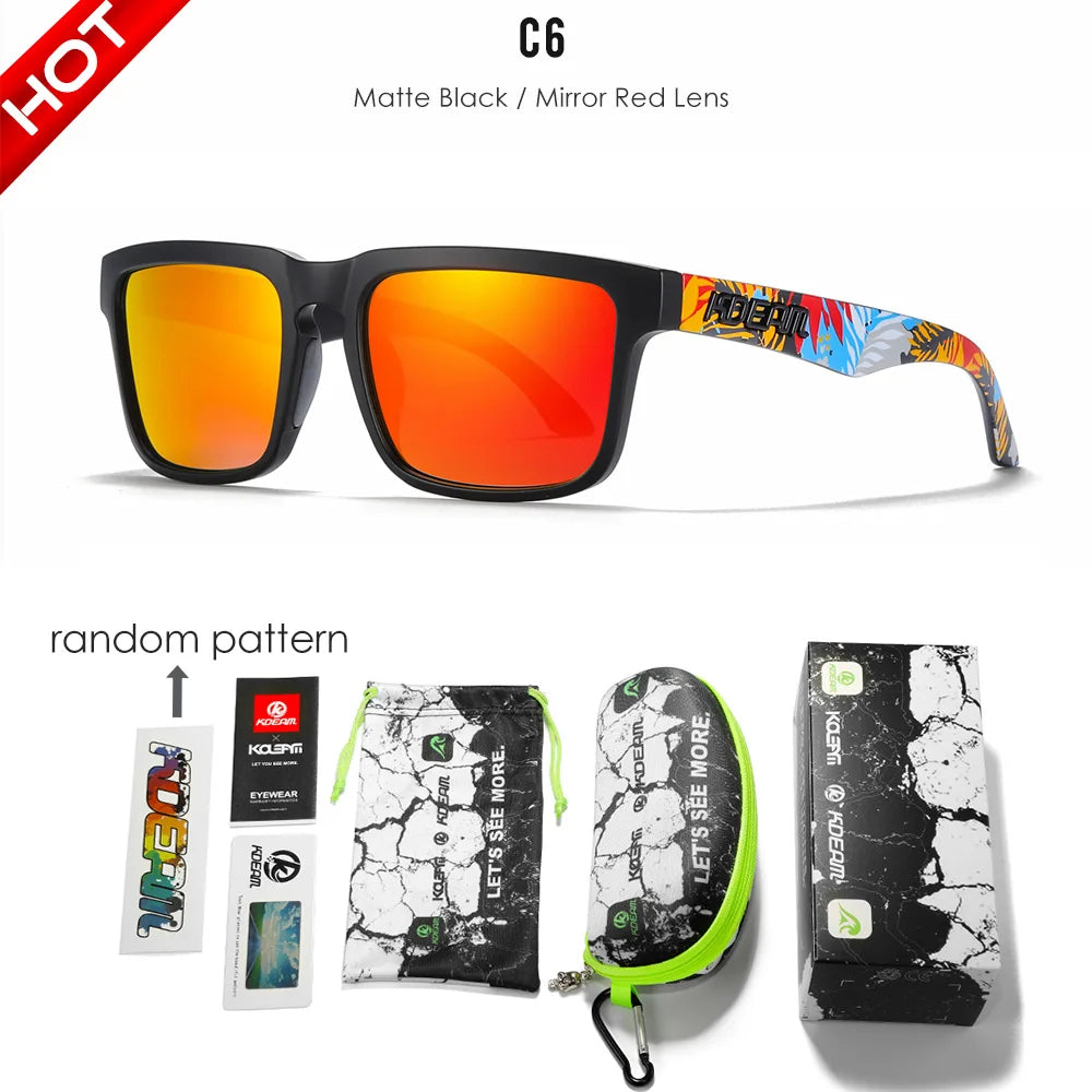 KDEAM All Black Men's Sunglasses Polarized And UV400 Protection Lens Driving Fishing Glasses Mirror With Complete Package