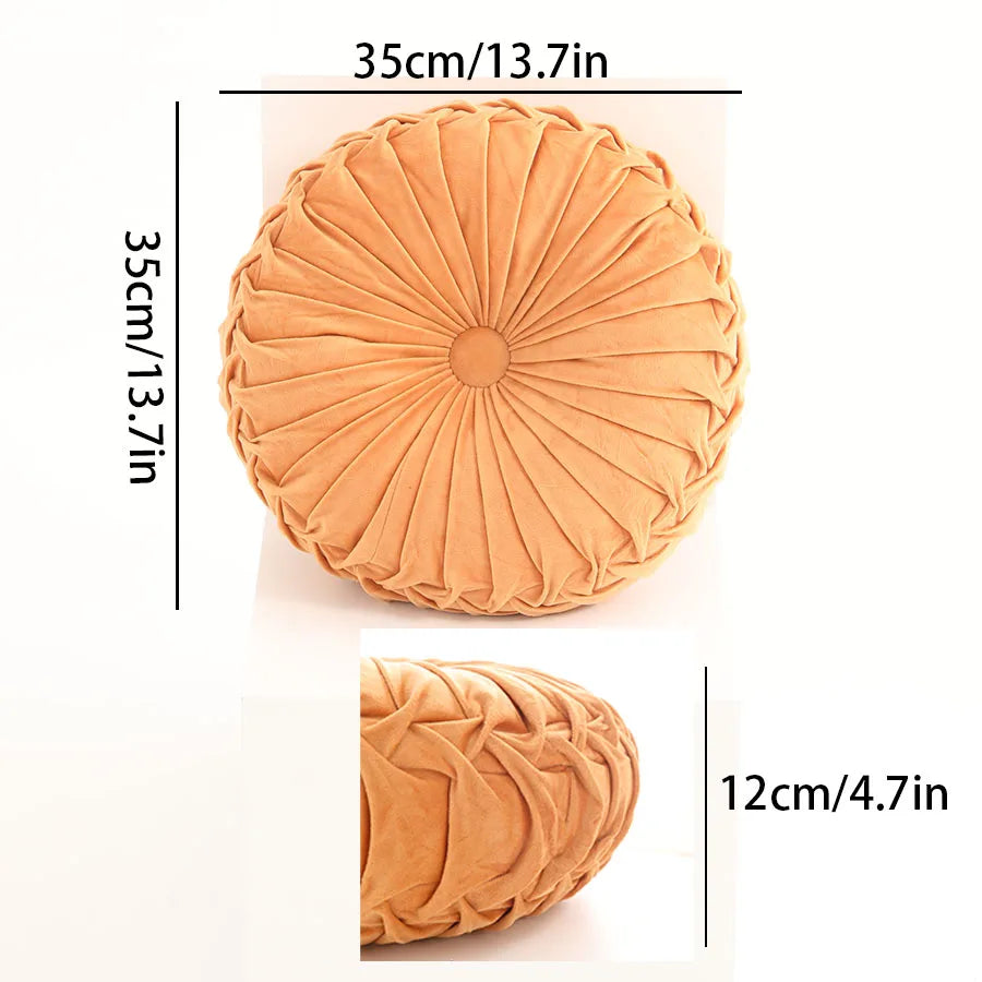 Pleated Velvet Pumpkin Cushion – Lumbar & Sofa Support
