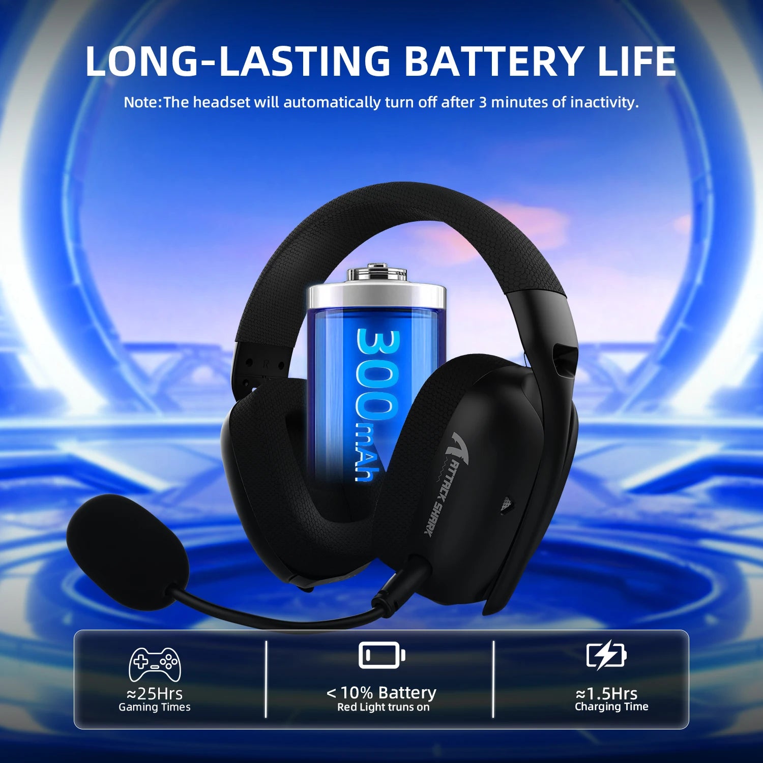 ATTACK SHARK L80PRO Wireless Gaming Headset 2.4G Bluetooth Wired 203g Ultra-Light Dual Mic 40mm Driver Low Latency Headphone