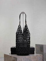 Retro Wood Bead Woven Tote Bag – Boho Shoulder Purse