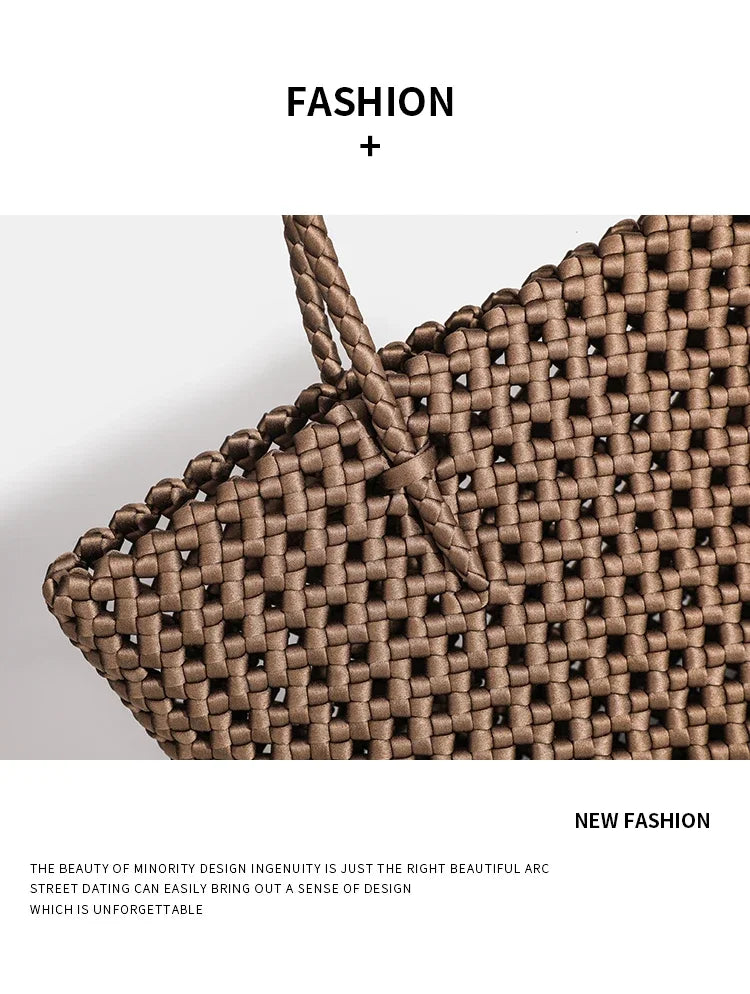 Nylon Bucket Bag Women Shoulder Strap Handbag Woven Tote Luxury Designer Medium Size