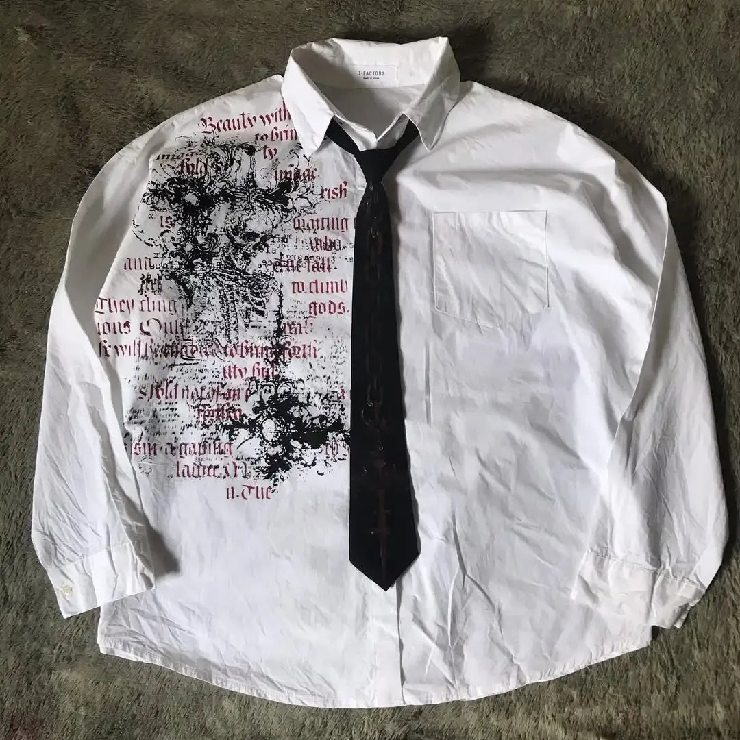 Men’s Y2K Gothic Skull Graphic Shirt