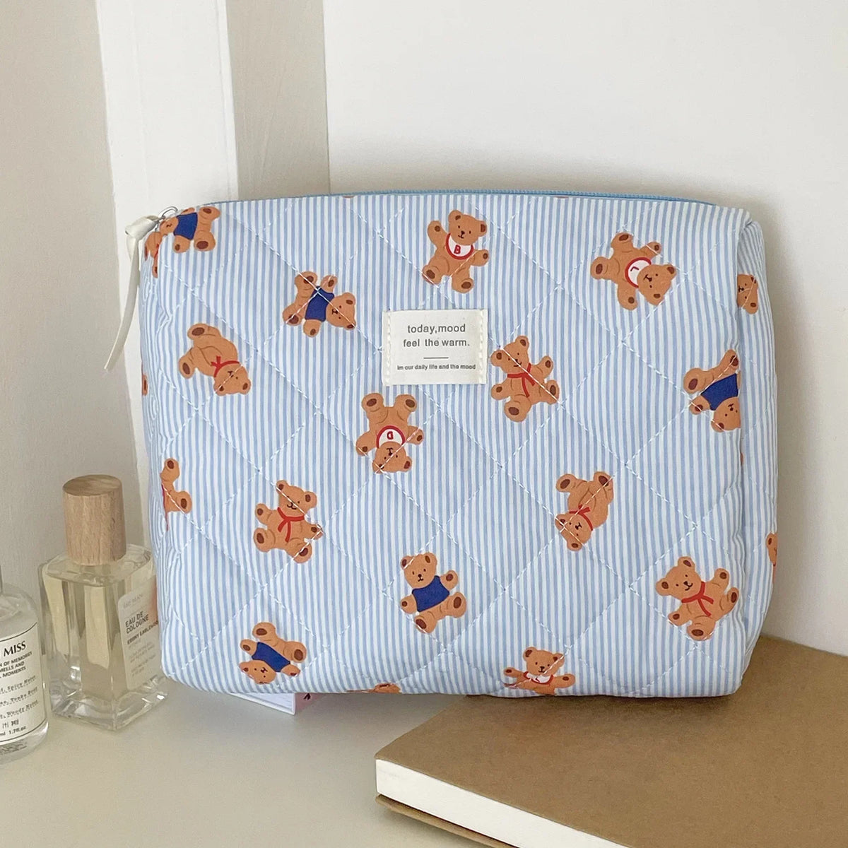 Quilted Bear Floral Cosmetic Bag for Women & Girls