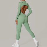 Long Sleeve Zip-Front Yoga Jumpsuit