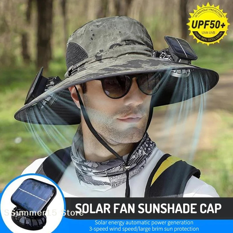 Solar-Powered Cooling Bucket Hat | UPF 50+ Wide Brim