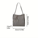 Female Casual Multifunctional Travel Top-handle Handbag Large Capacity Canvas Women Shopper Tote Simple Striped Shoulder Bag2025