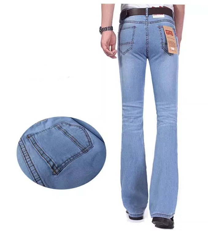 Men's Mid-Rise Flare Jeans | Slim Fit Denim Trousers