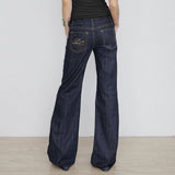 Women's Y2K Flared Jeans – Low Rise Embroidered Denim