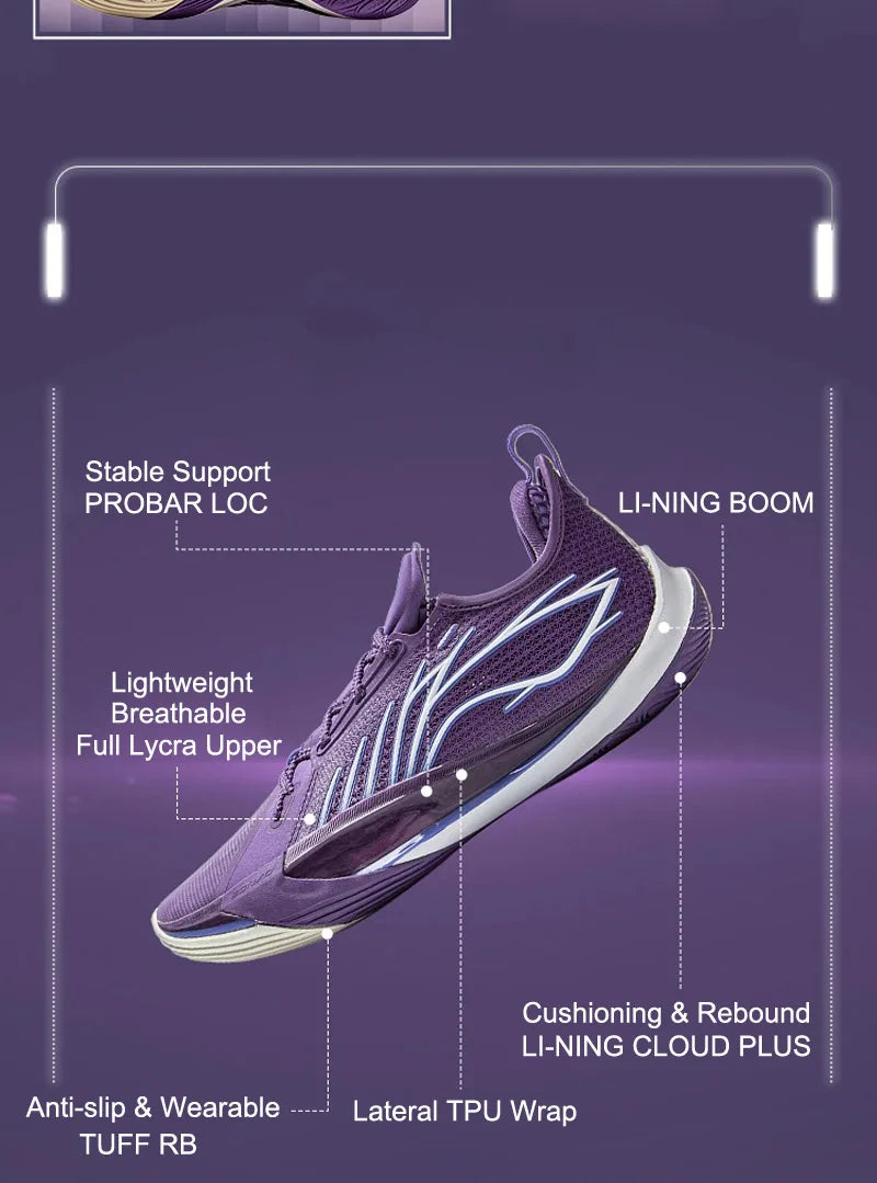 Li-Ning Men's SONIC XIII Professional Basketball Shoes BOOM Cushion TUFF RB Wearable LiNing Competition Sports Shoes ABAV025
