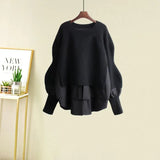 Women's Spring Autumn New Fashion Fake Two Piece Knit Sweater+Strap A-line Skirt Suit Korean Elegant Pullover Dress Matching Set