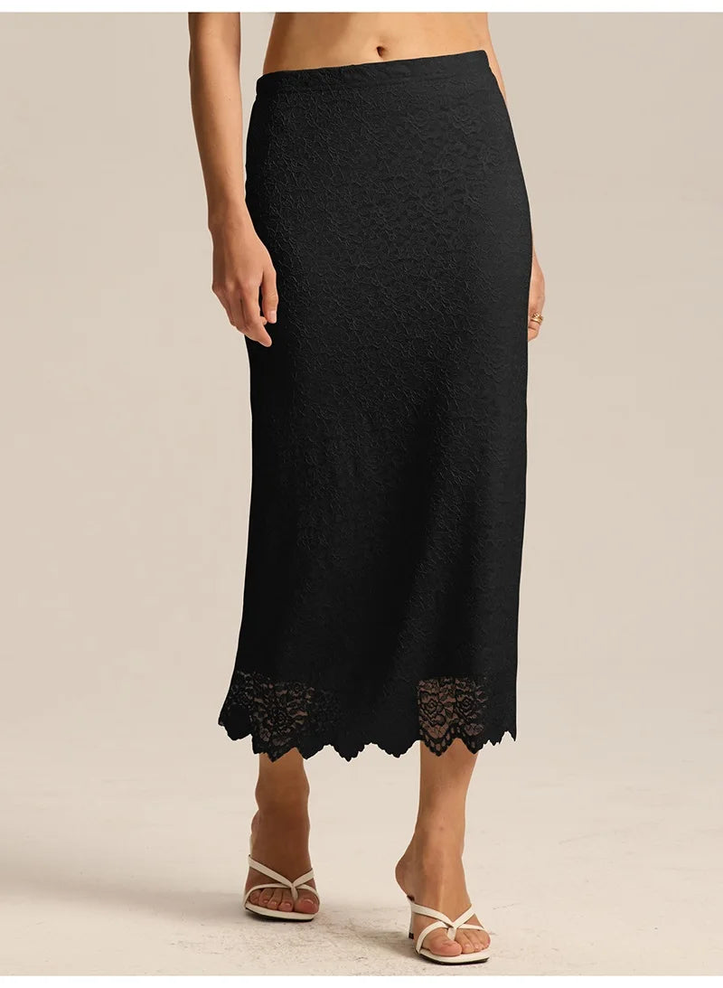 Elegant Lace Maxi Skirt – Women's Floral Pencil Skirt