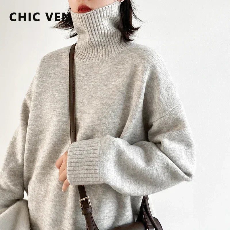 Women's Relaxed Mock Neck Knit Sweater