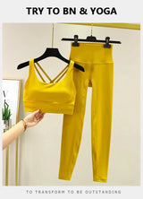 TRY TO BN 2 Piece Yoga Set Women's Tracksuit Sports Bra High Waist Leggings Tummy Control Squat Proof Workout Outfit Gym Clothes
