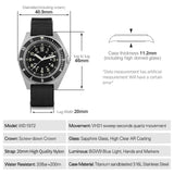 Watchdives WD1972 Quartz Watch VH31 Sweep Seconds Movement Sapphire Crystal BGW9 Luminous 20Bar Waterproof Vintage Men Watches