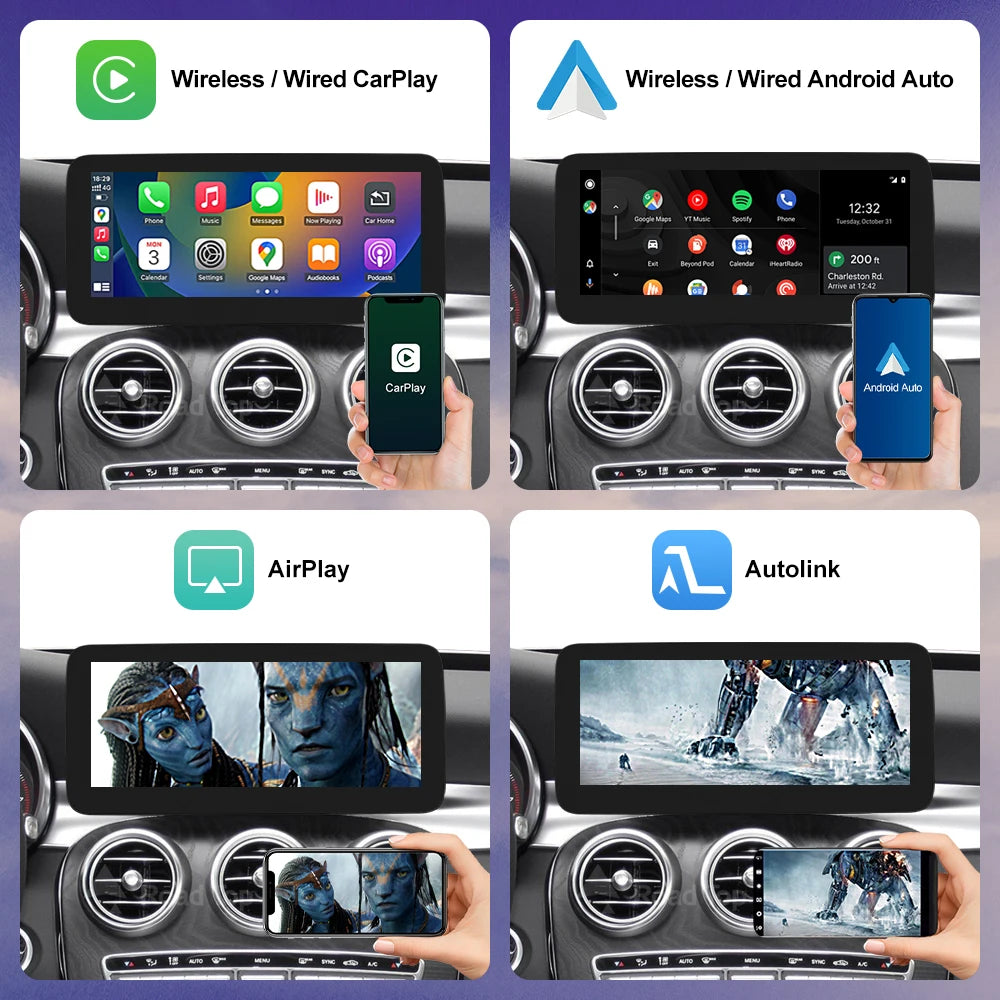 Linux CarPlay Screen for Mercedes-Benz W205 GLC V-Class | Wireless Android Auto