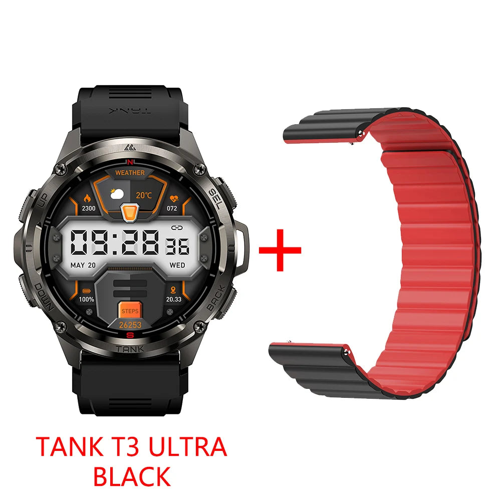 2025 KOSPET TANK T3 Ultra GPS Smart Watch For Men Smartwatch Women 470mAh Battery Digital Fitness AMOLED AOD Bluetooth Watches