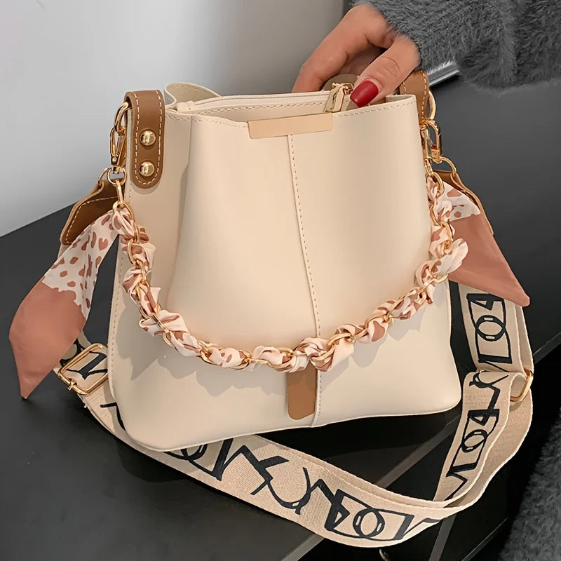Ribbon Chain Large Capacity Bucket Bag