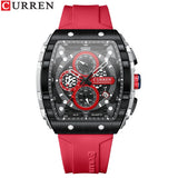 Men’s Sport Quartz Watch – Yellow Silicone Strap, Luminous Auto Date Square Dial