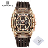 Men's Sport Chronograph – Waterproof Silicone Strap Tonneau Watch