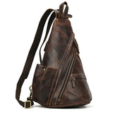 Single Shoulder Bagpack Genuine Leather Chest Bag Outdoor Riding Bag Chest Packs For Biker Men Male Sling Bags Cow Leather