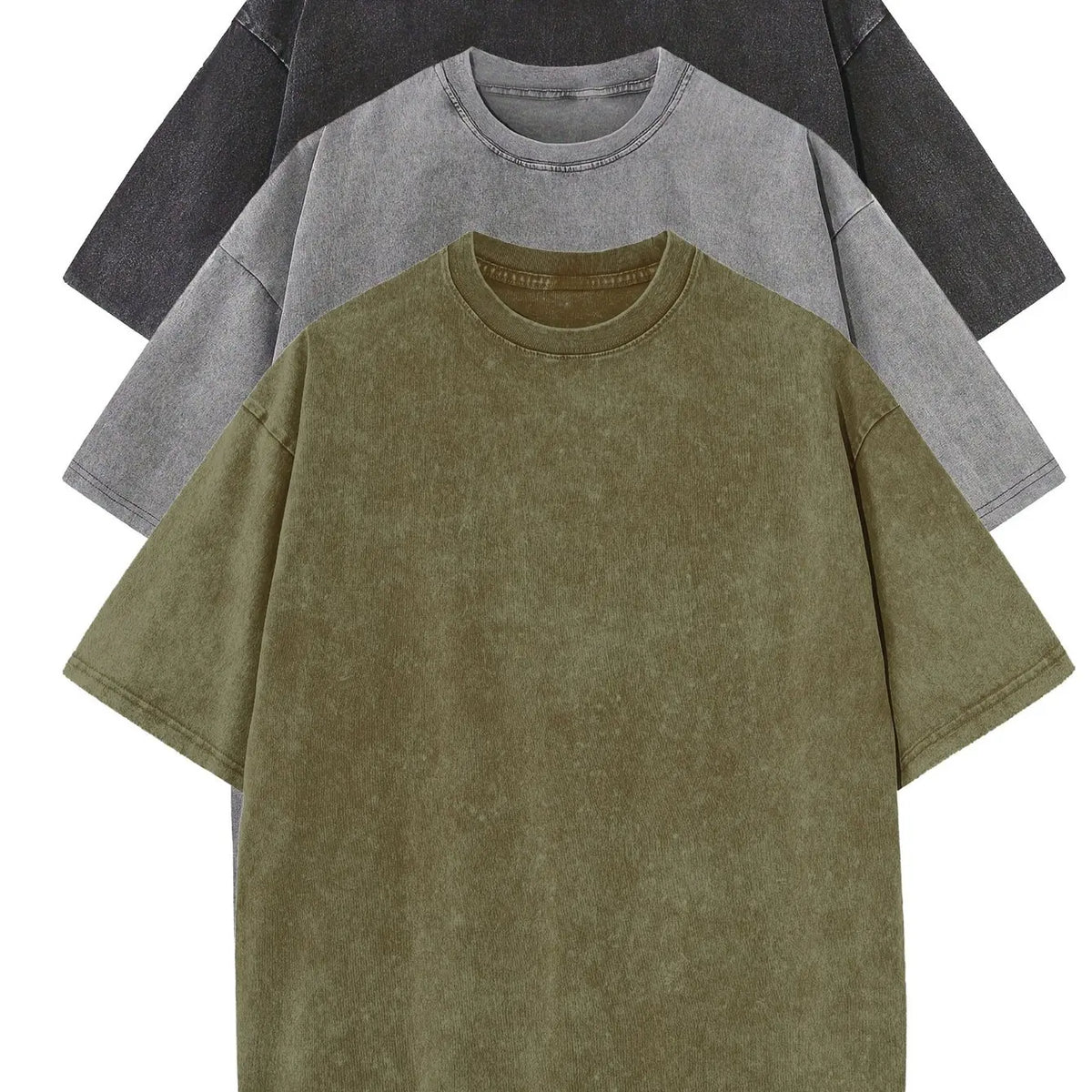 3pcs Men's 100% Cotton Loose-Fit T-Shirts in Solid Colors Casual Short Sleeve Crew Neck Ideal for Summer Outdoor