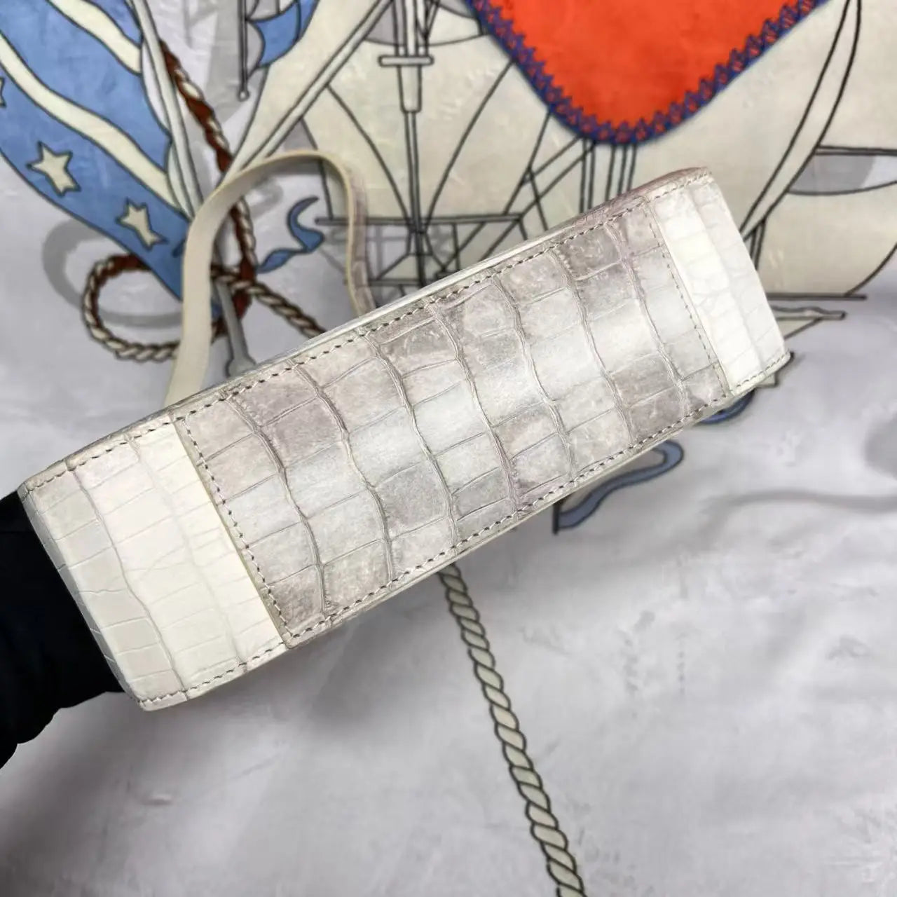 Himalaya White Genuine Crocodile Leather Crossbody Bag