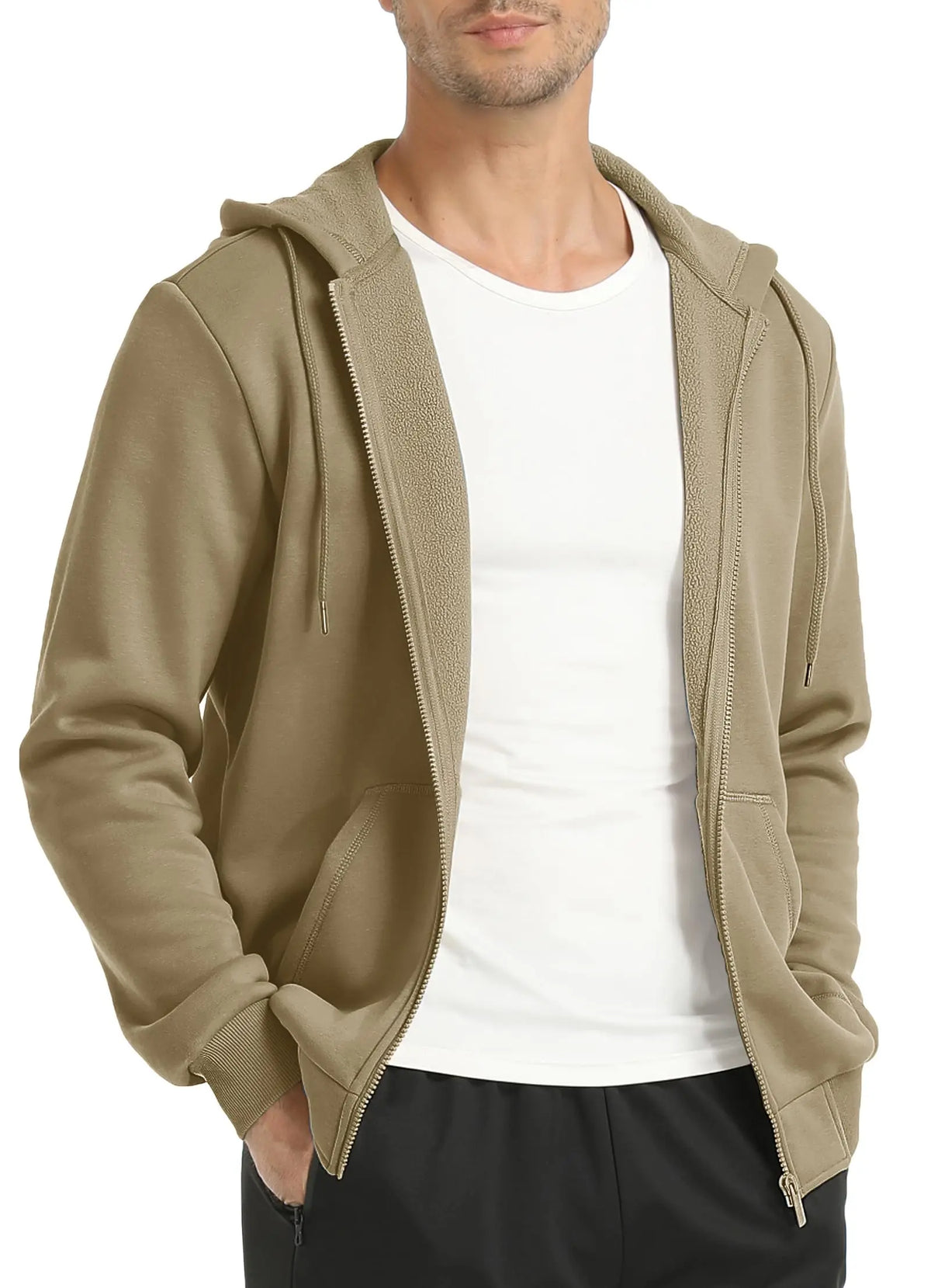 TACVASEN Men's Fleece-Lined Zip-Up Hoodie