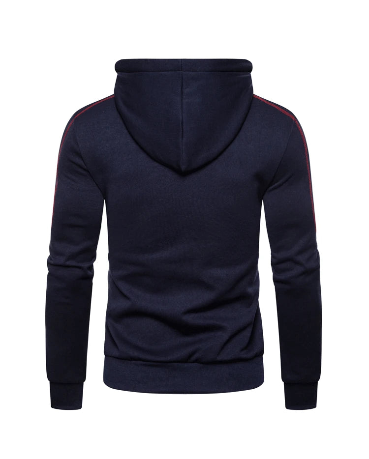 Men's Color Block Fleece Zip-Up Hoodie
