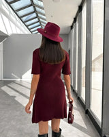 Elegant Ribbed Knit Mini Dress