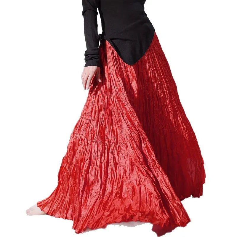 Elegant High-Waist Pleated Maxi Skirt for Women