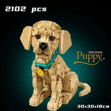 2102pcs Golden Retriever Puppy Bricks Model Building Blocks Ideas ANIMAL Dog Assemble Toys for Home Decor Adults Gifts