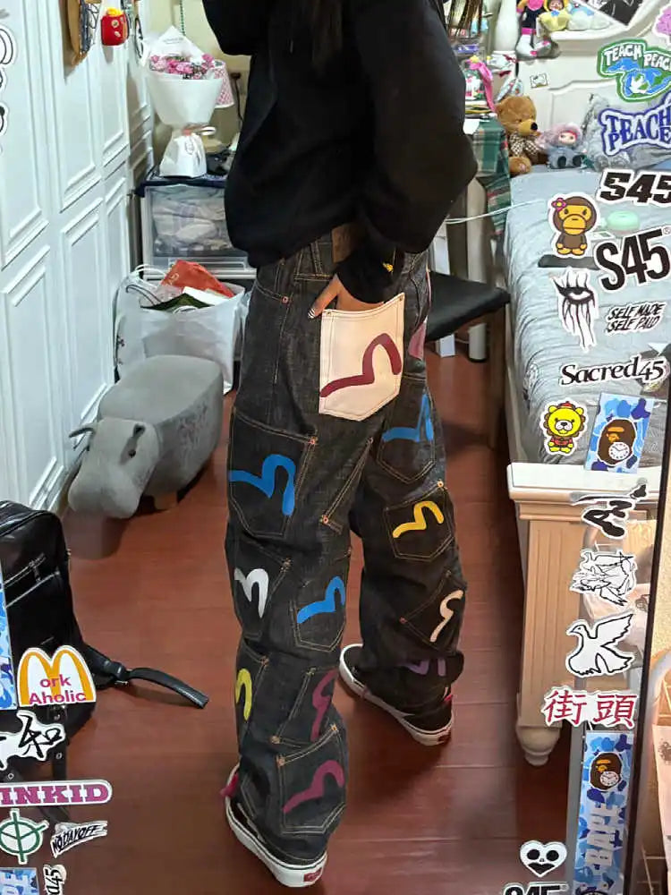 Women's Baggy Cargo Jeans – Punk Streetwear Denim