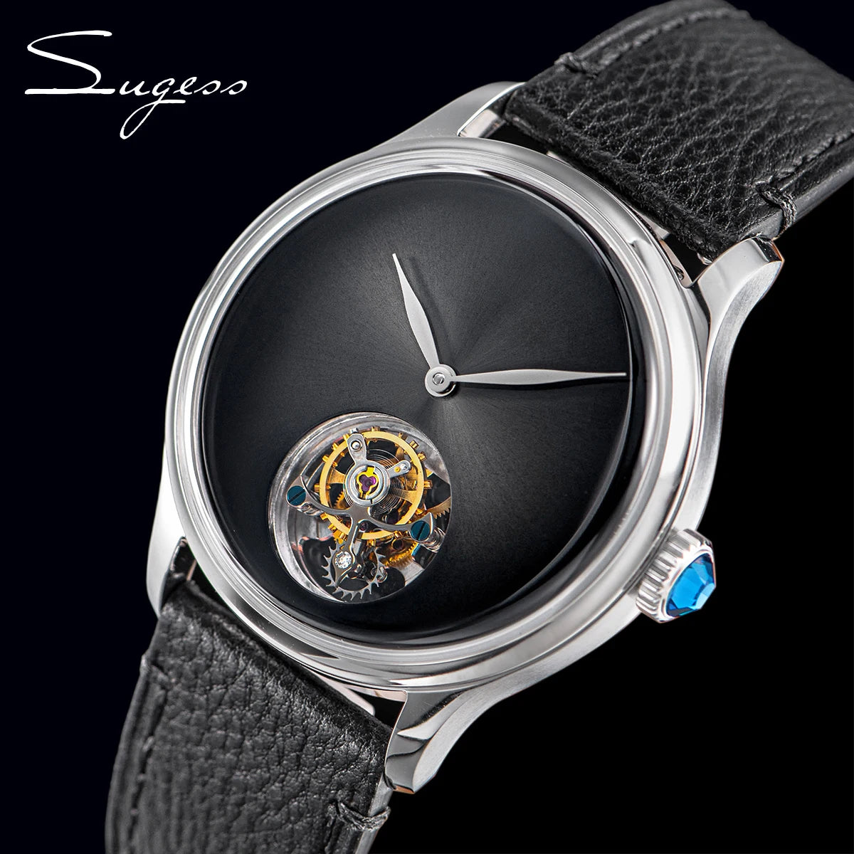 SUGESS 38mm Tourbillon Minimalist Watch | Seagull S8000 Movement