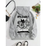 Cat Print Fleece Hoodie – Relaxed Unisex Fit