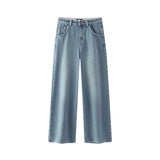 Women's High-Waist Fleece-Lined Wide-Leg Jeans