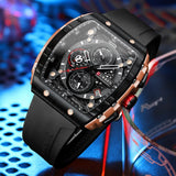 Men’s Sport Quartz Watch – Yellow Silicone Strap, Luminous Auto Date Square Dial