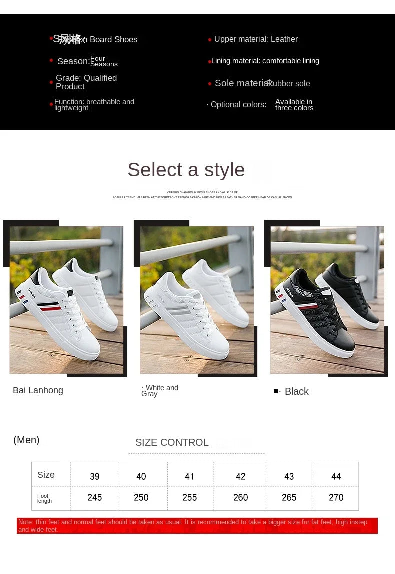 2026 Mens Casual Sneakers New Fashion Lace-up White Shoes Student Comfort Sports Plus Size Vulcanized Shoes Zapatillas De Hombre
