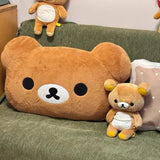 Rilakkuma Plush Bed Headrest Cushion For Dorms Soft Stuffed Bunk Bed Backrest Pillow Cute Decor For College Student Bedrooms