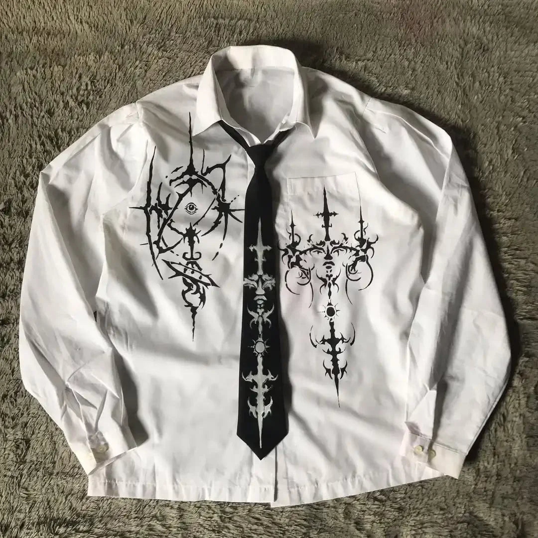 Men’s Y2K Gothic Skull Graphic Shirt