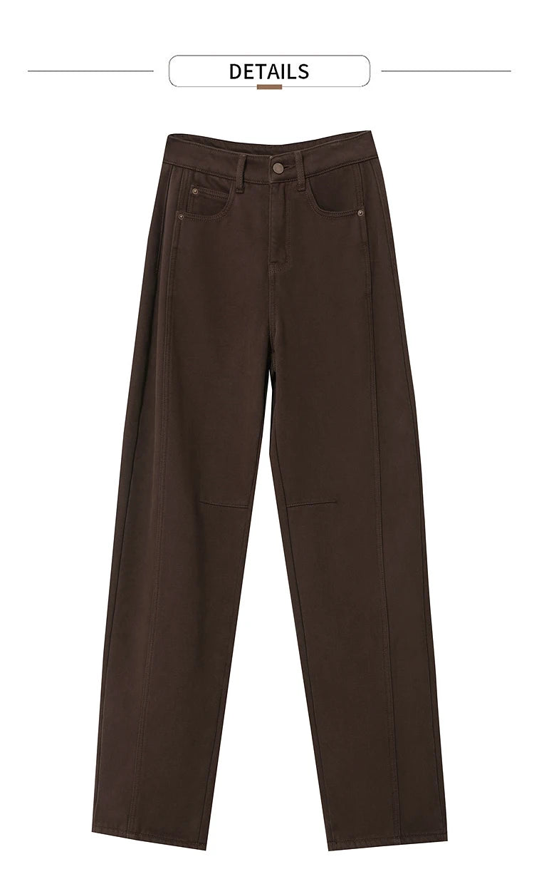 AMII Wide-Leg Cotton Jeans | Warm Winter Denim for Women