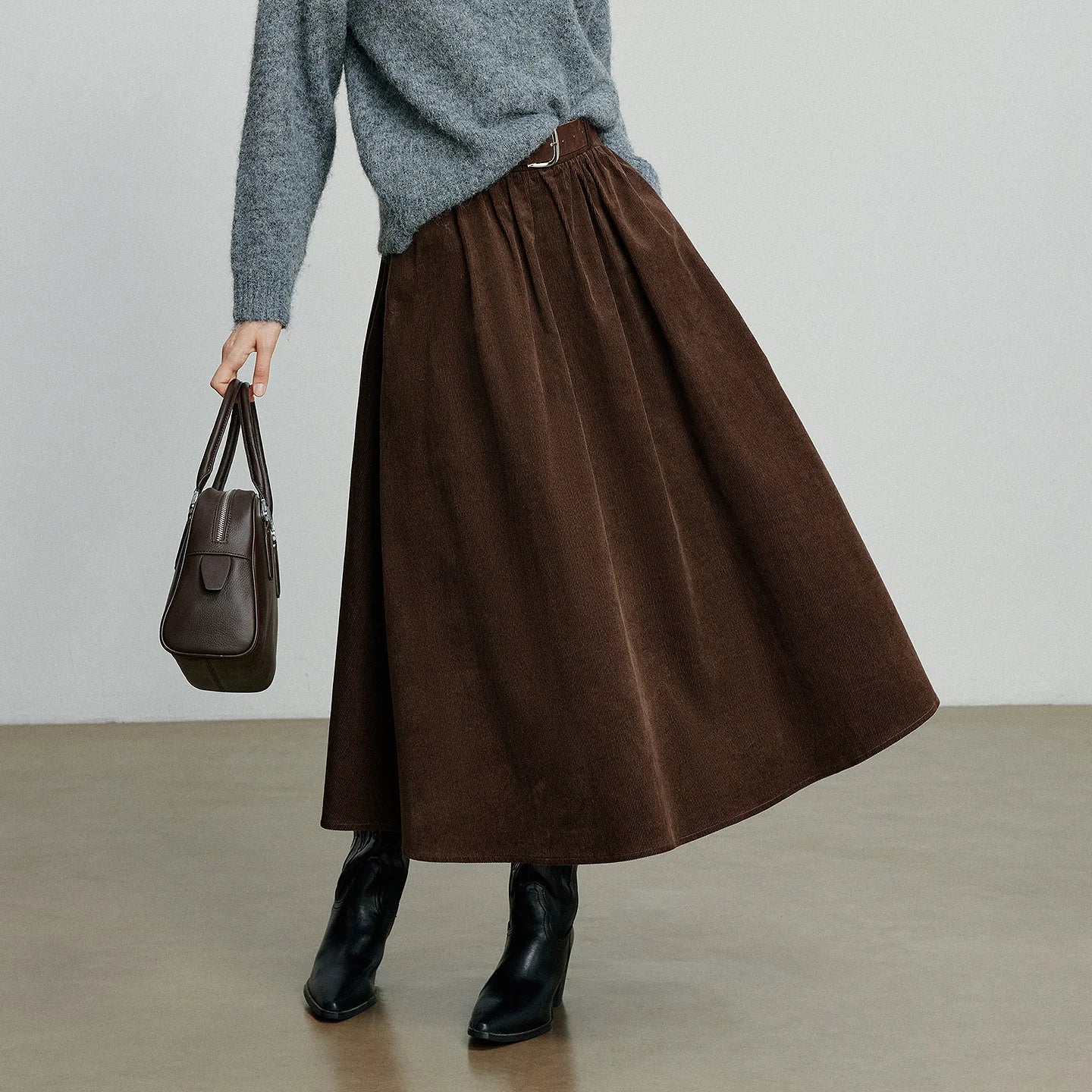 Toyouth Corduroy Ankle-Length A-Line Skirt | Autumn 2025