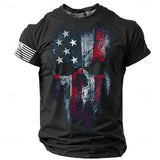 Men's USA Retro Flag & 3D Skull T-Shirt