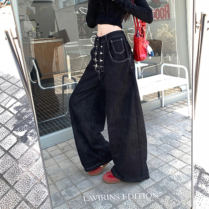 Y2K Wide Leg High Waist Jeans for Women
