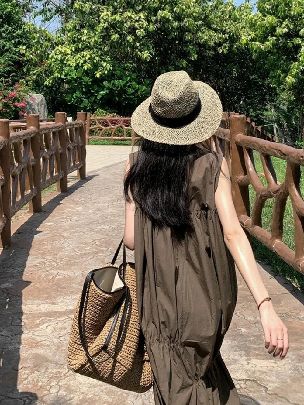 Fashion Vintage Straw Baskets Bag Straw Handmade Woven Beach Bag Korean Style Large Capacity Tote Bag Women Accessory