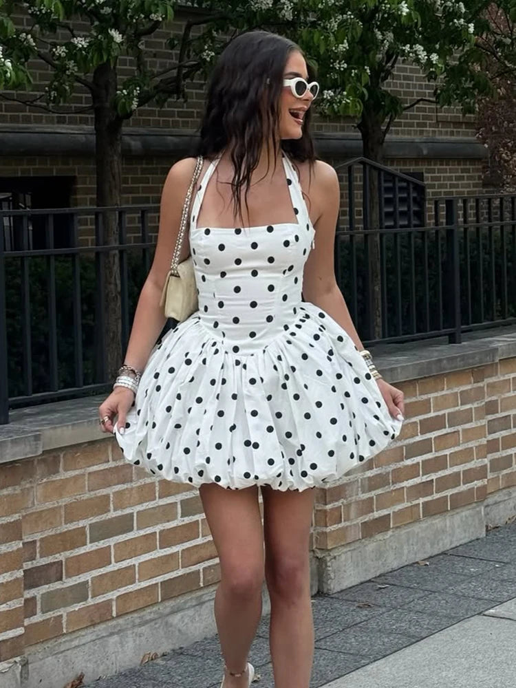 Polka Dot Halter Mini Dress